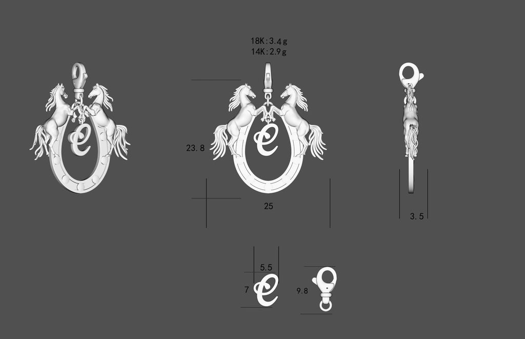 Majestic Galaxy - Personalise Alphabet Charm (Made to Order-See description) Solid Gold Series